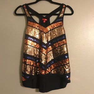 Sequin Racerback Tank Top Blouse